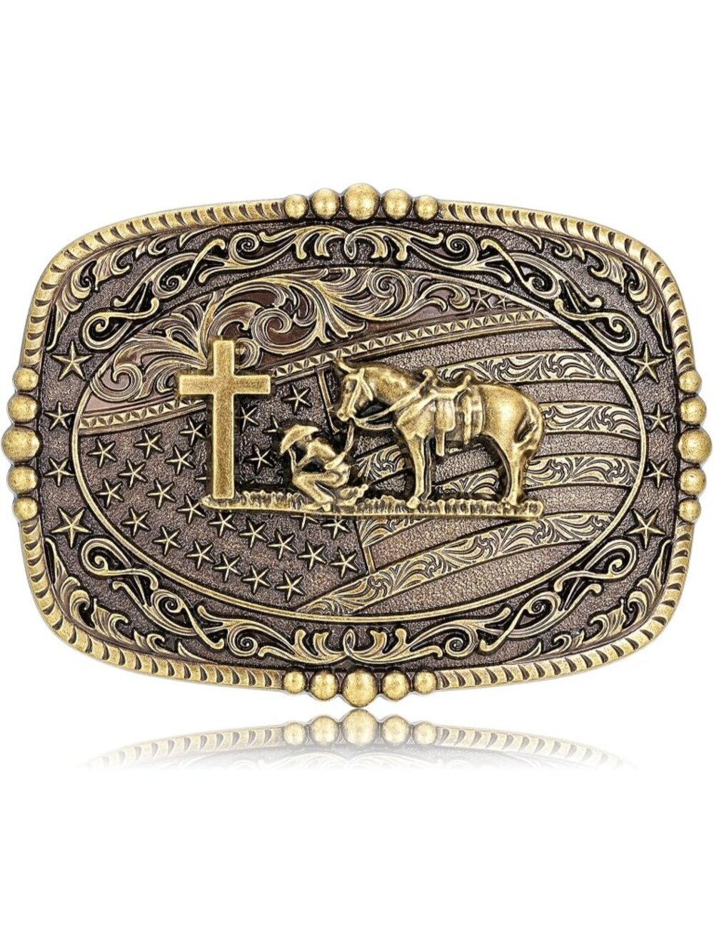 Women Cross Prayer American Flag Imported Large Western Cowboy Buckle Belt